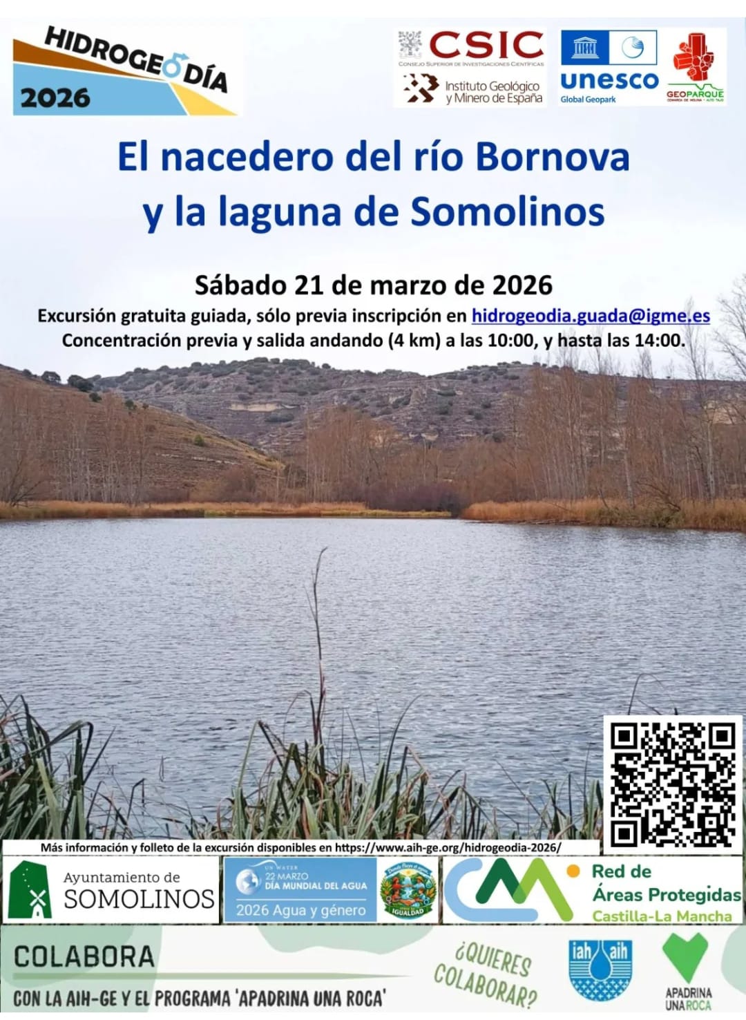Descubre los secretos del agua: Excursión al Nacimiento del Río Bornova y la Laguna de Somolinos (Hidrogeodía 2026)